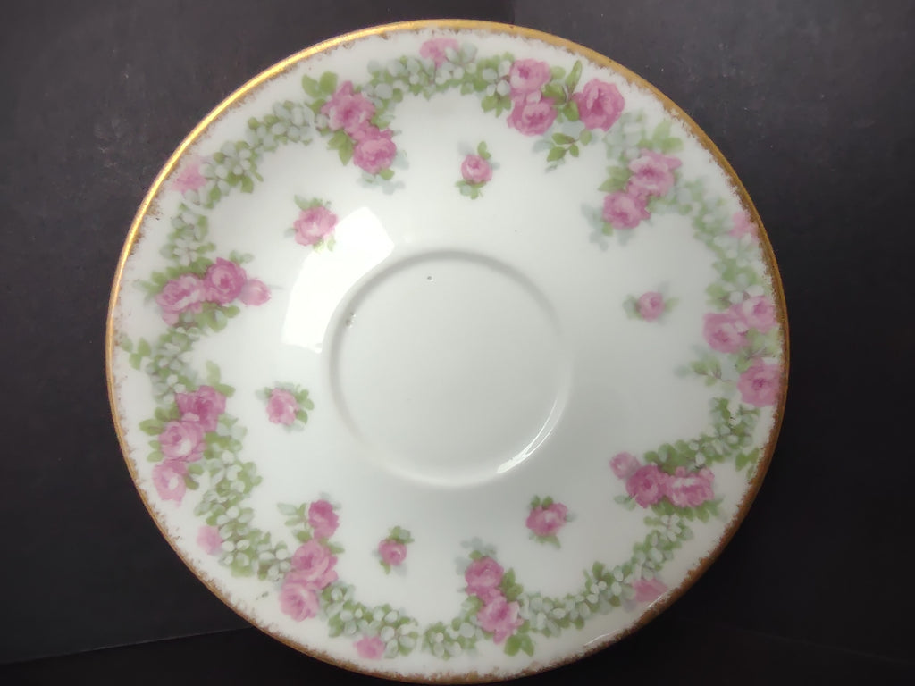 JP France for T.G. Evans & Co Pittsburgh Saucer ONLY Rose Garland (lot 835)