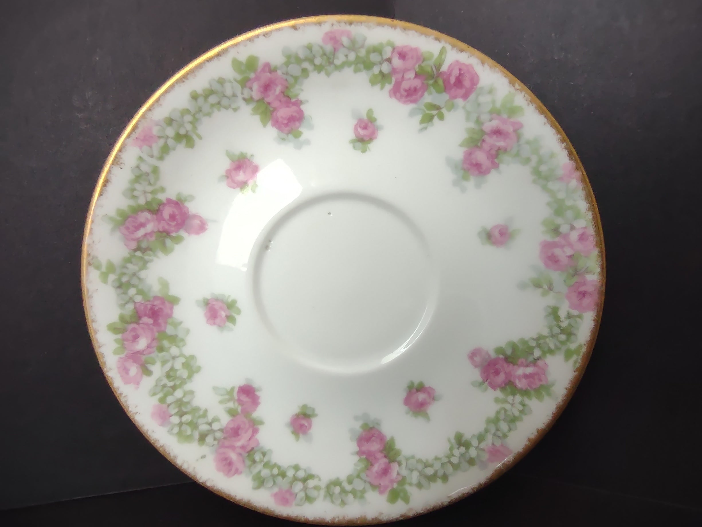 JP France for T.G. Evans & Co Pittsburgh Saucer ONLY Rose Garland (lot 835)