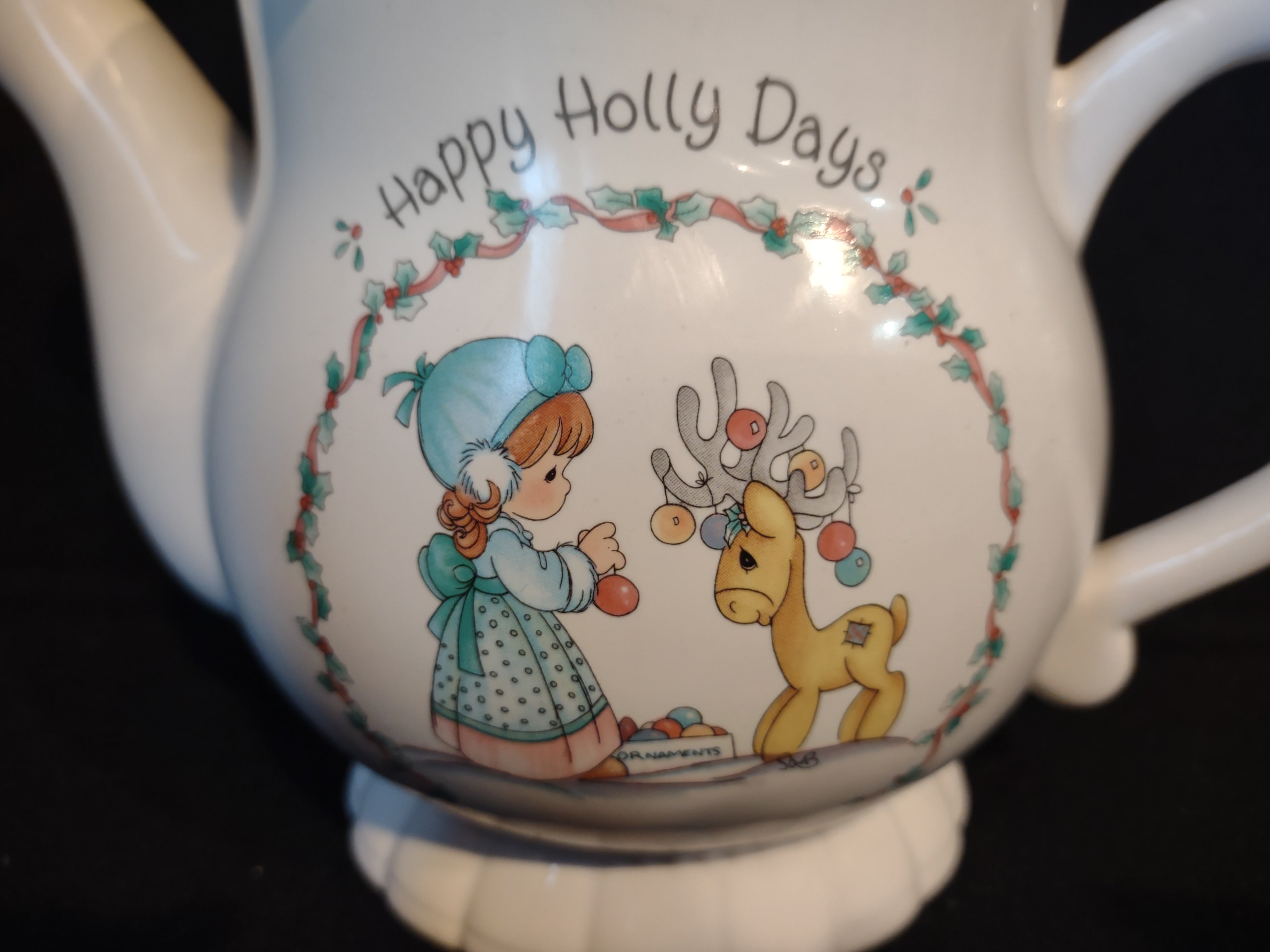 Vintage Teapot Happy Holly Days Precious Moments 1994 Enesco (lot 2593c)