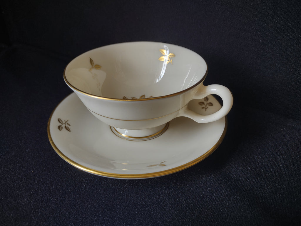Vintage Rhodora by Lenox Tea Cup with Saucer Rose Flower Gold (lot 1793)