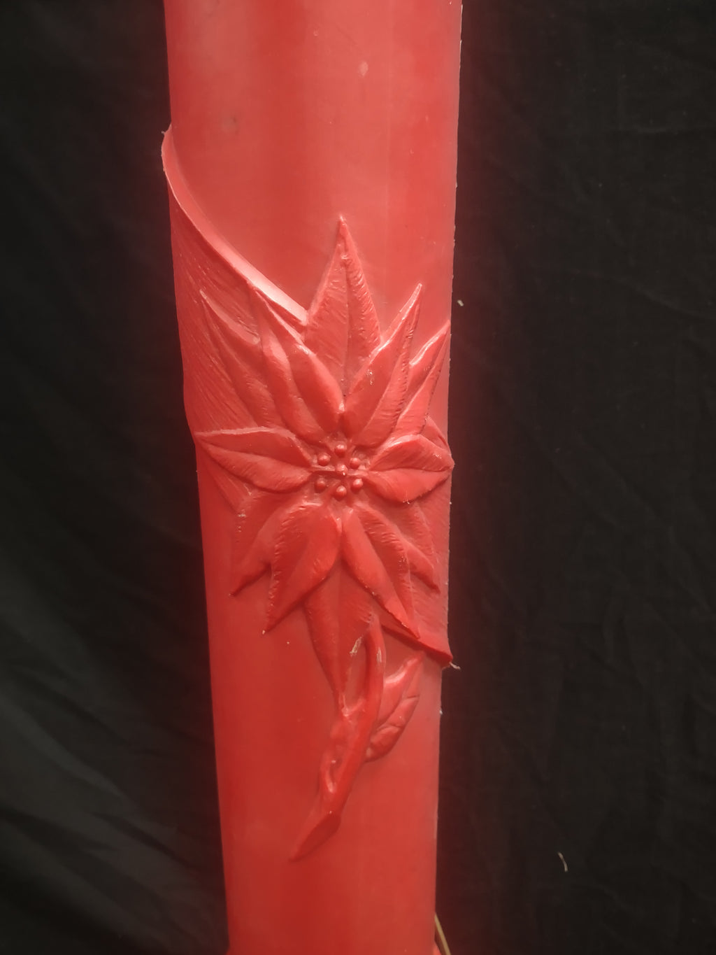 Vintage Christmas Blow Mold Candle Poinsettia Light Up 40" (lot 2322)