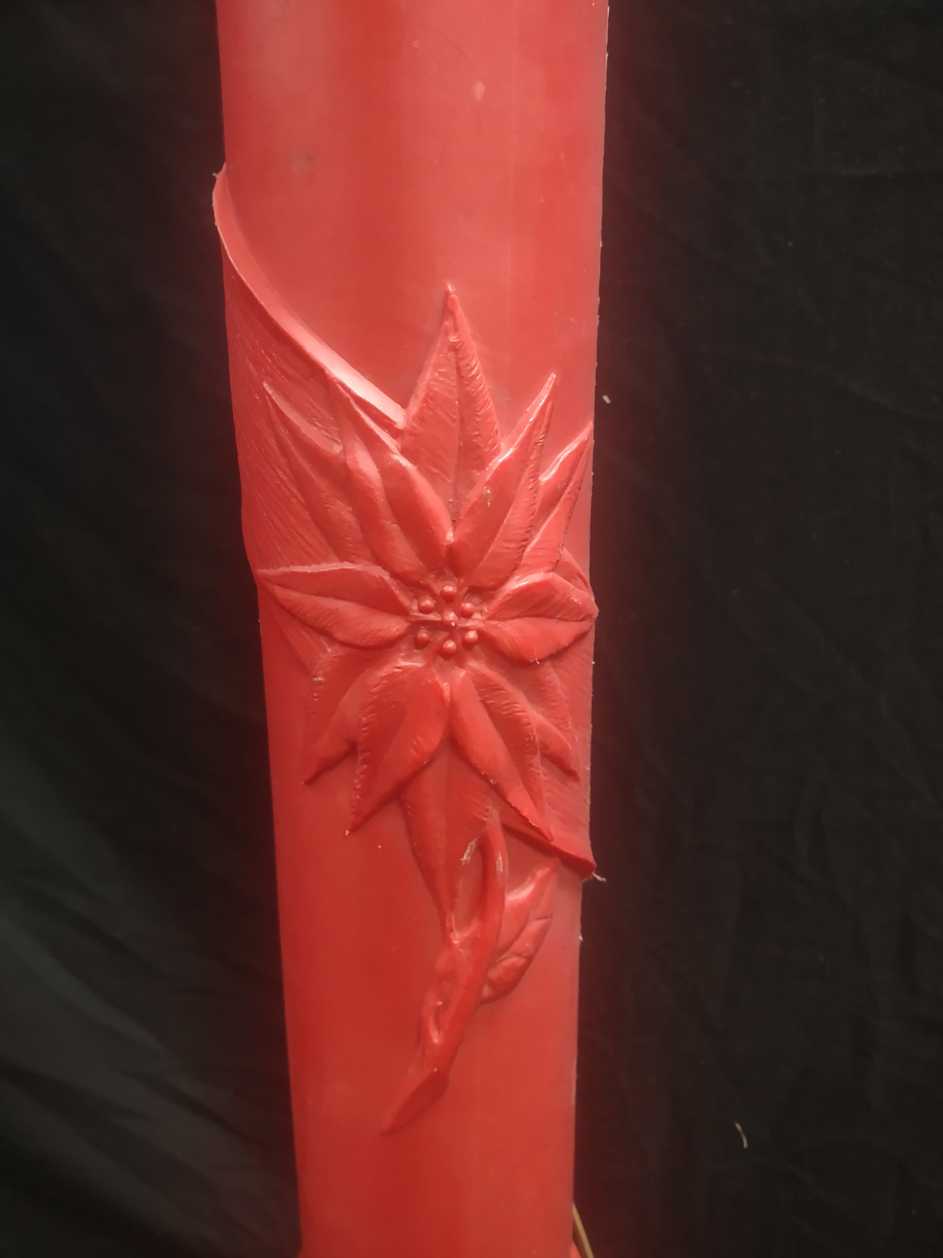 Vintage Christmas Blow Mold Candle Poinsettia Light Up 40" (lot 2322)
