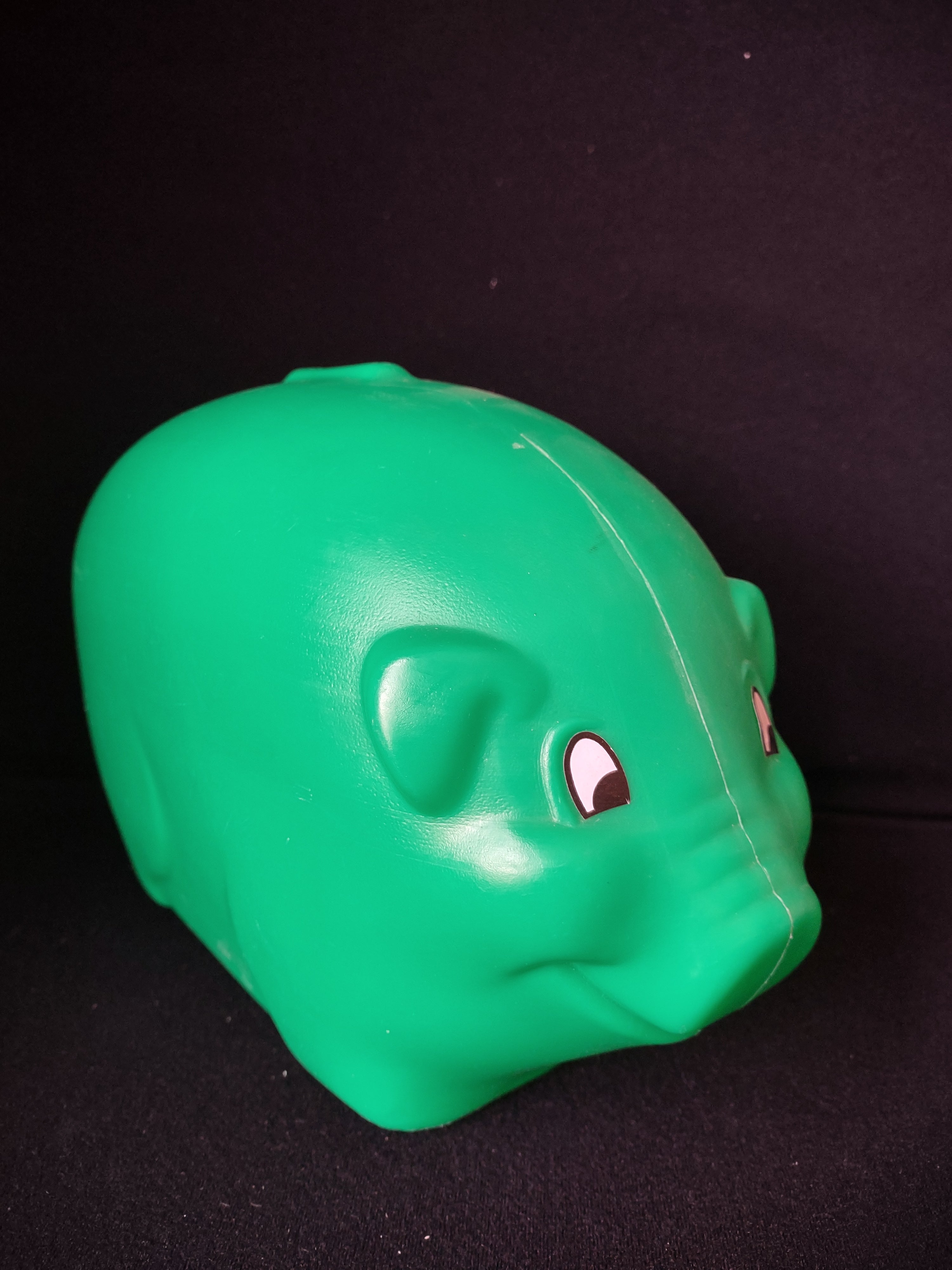 Vintage Blow Mold Green Pig Coin Piggy Bank Holds $800 Worth Quarters (lot 2677c