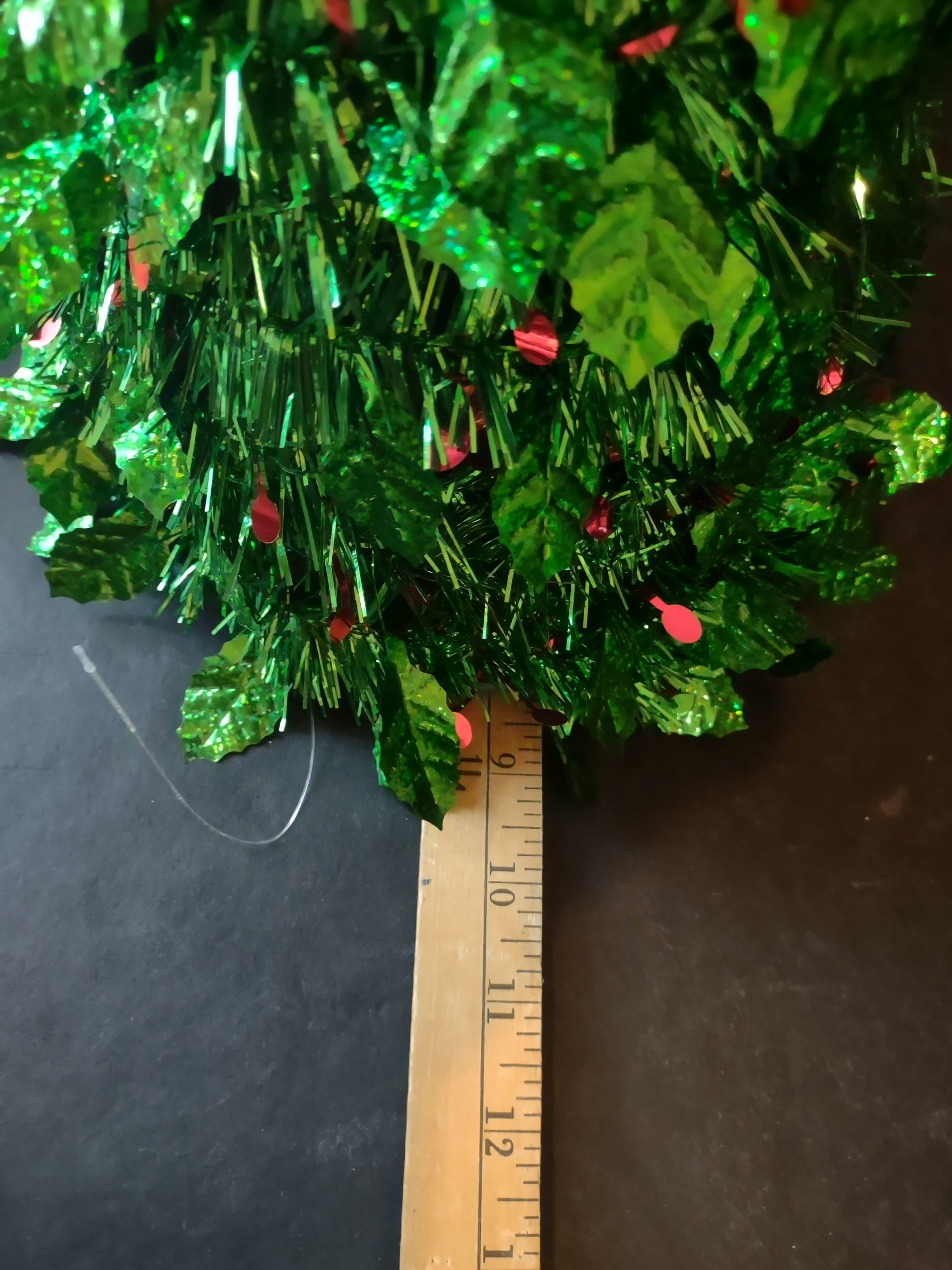 Set of 2 Christmas Tinsel Green Cone Tree Tabletop x 2 (lot 3182)