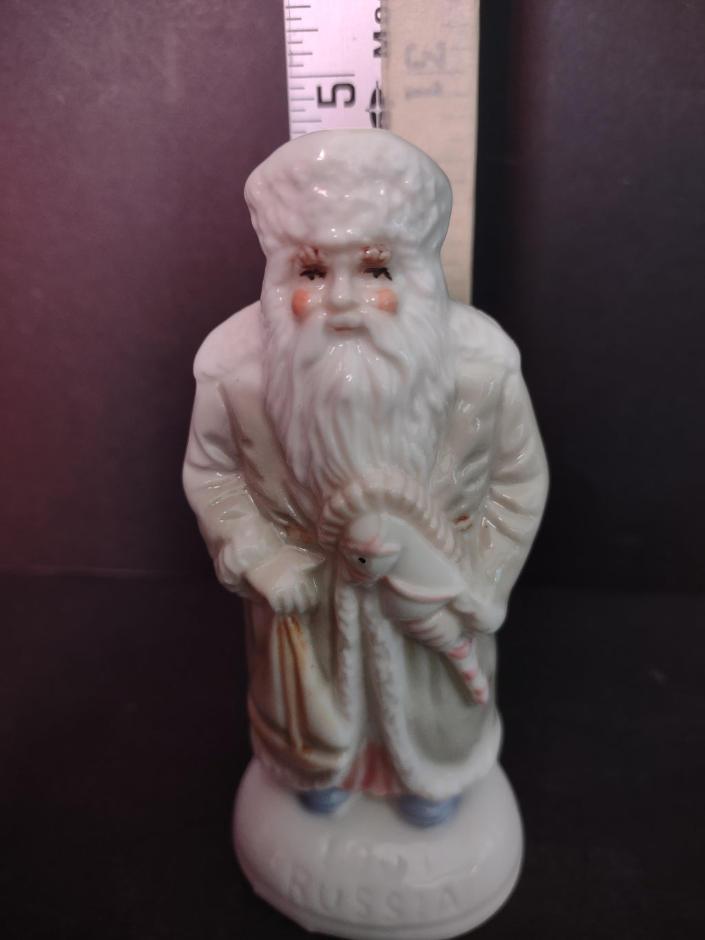 Vintage Set 4 Santa Claus Ceramic Blue White 5" Poland Holland (lot 1208)