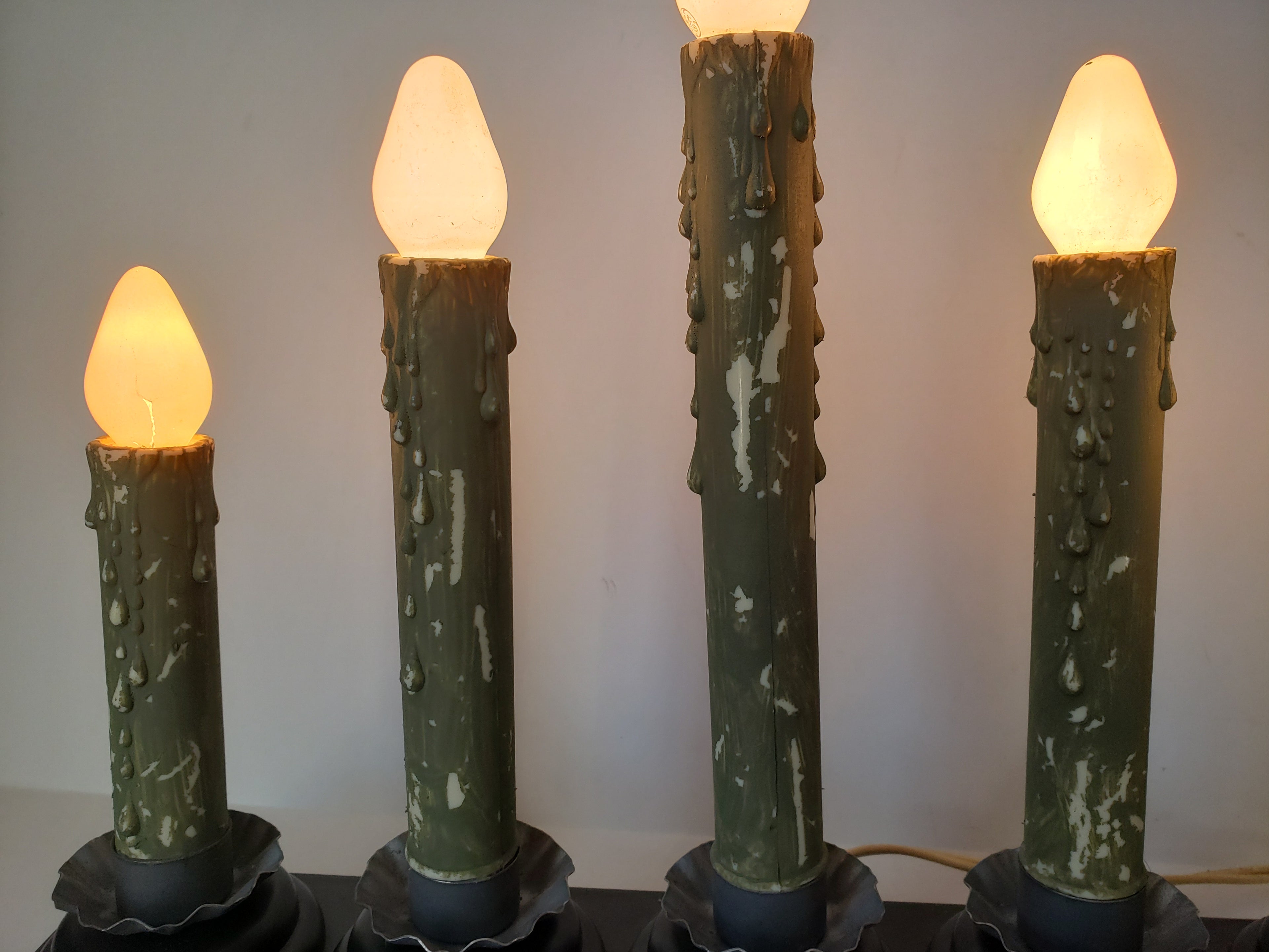 Christmas Window 5 Candle Drip White Lights Candelabra Candolier (lot 2307)