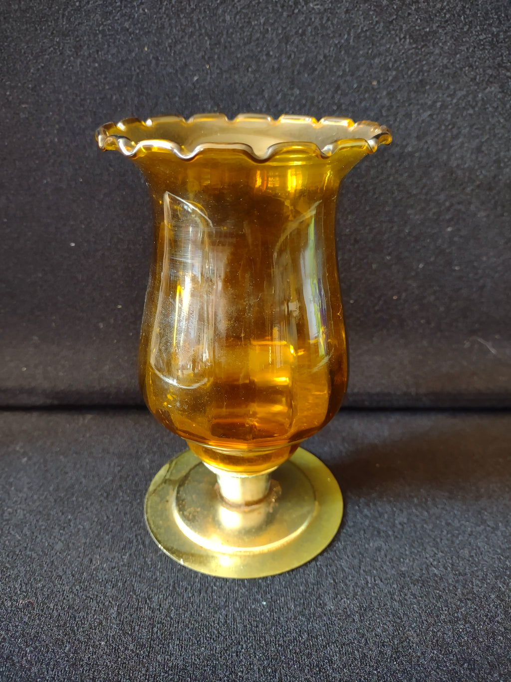 Vintage Homco Home Interiors Amber Votive Candle Holder 6" (lot 5397)