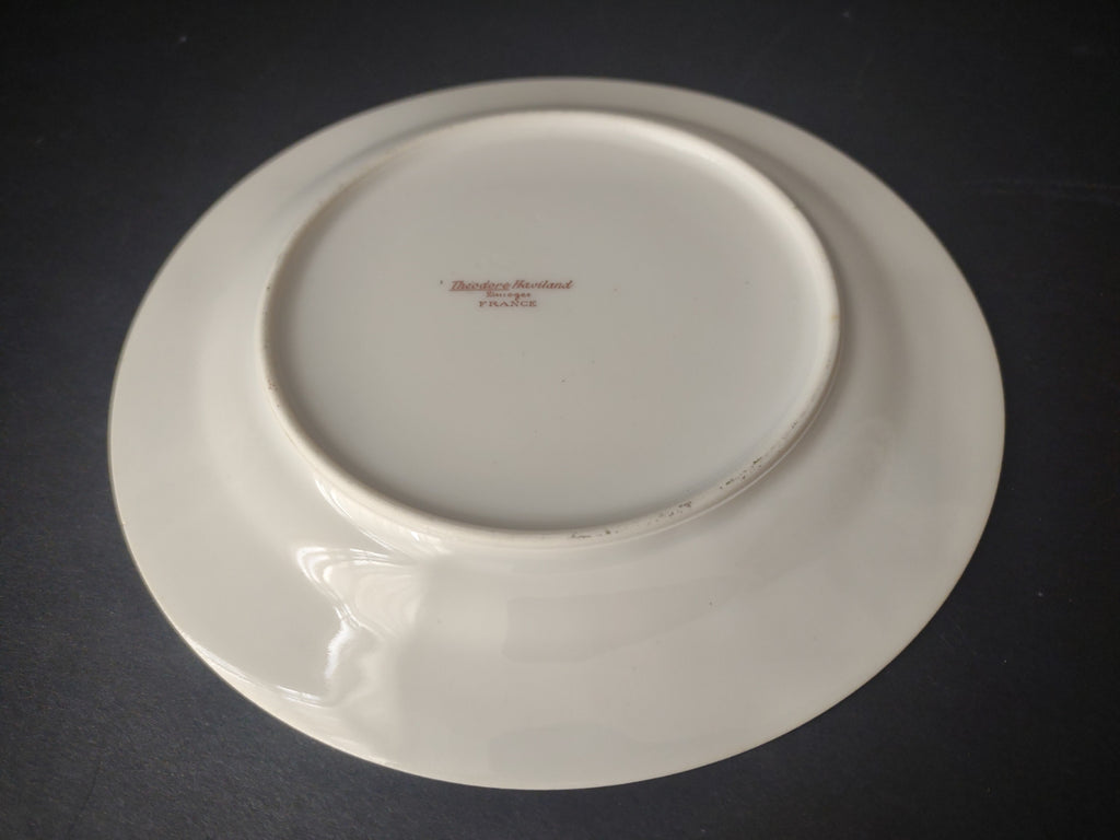 Haviland Limoges Bread/Butter Plate Pink White Cabbage Rose Moss (lot 905)