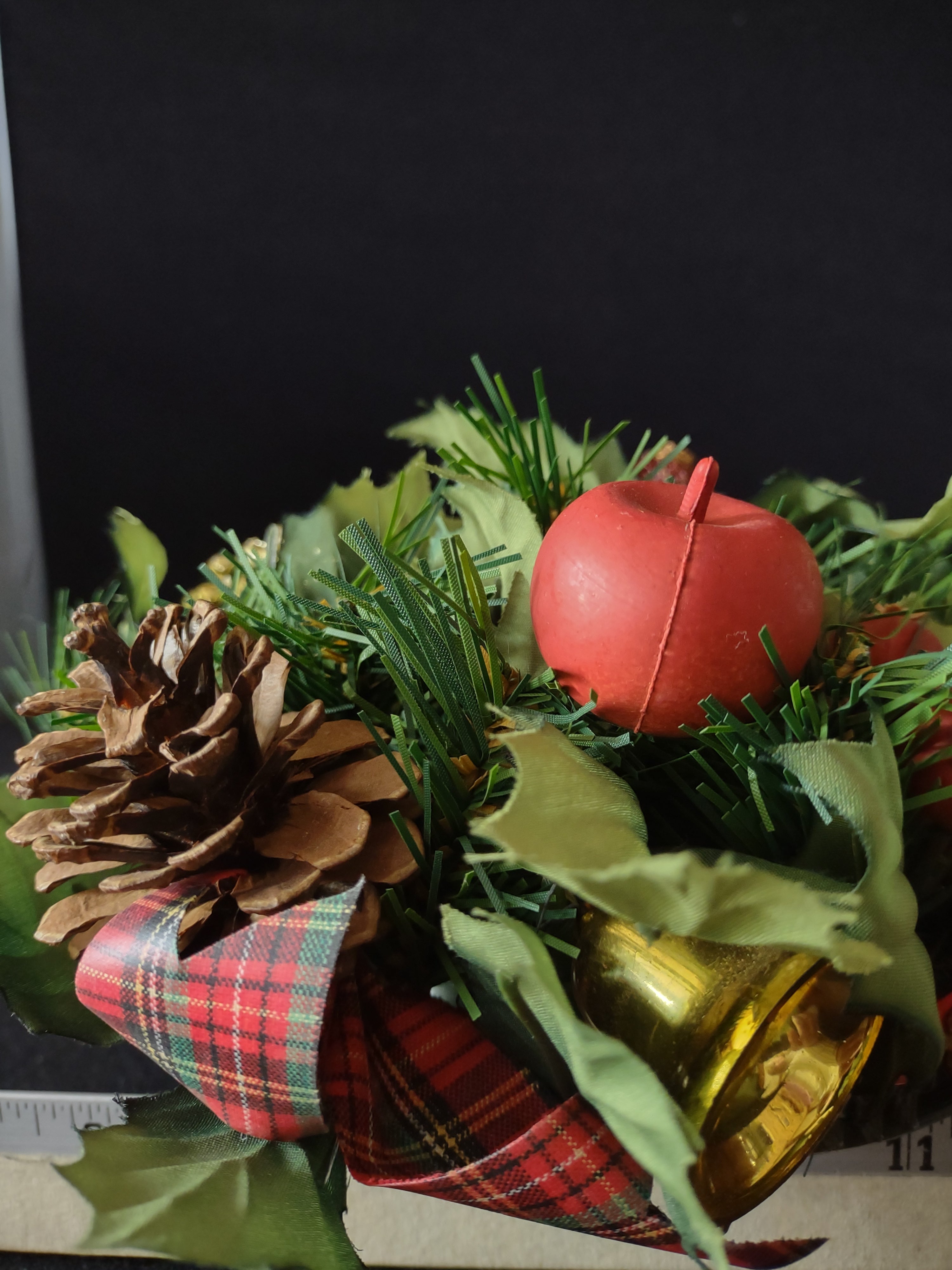 Vintage Christmas 10" Candle Ring Fruit Pinecone 3" Opening (Lot 4773)