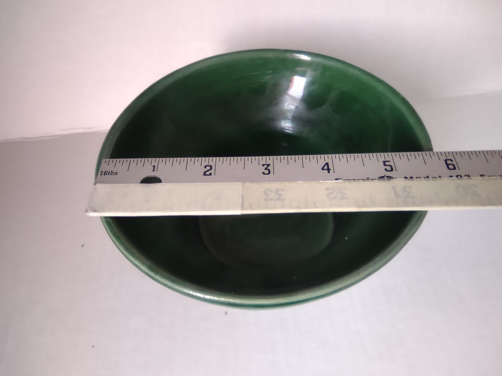 Vintage Dark Green Small Serving Bowl Footed 401 USA (lot 5329)