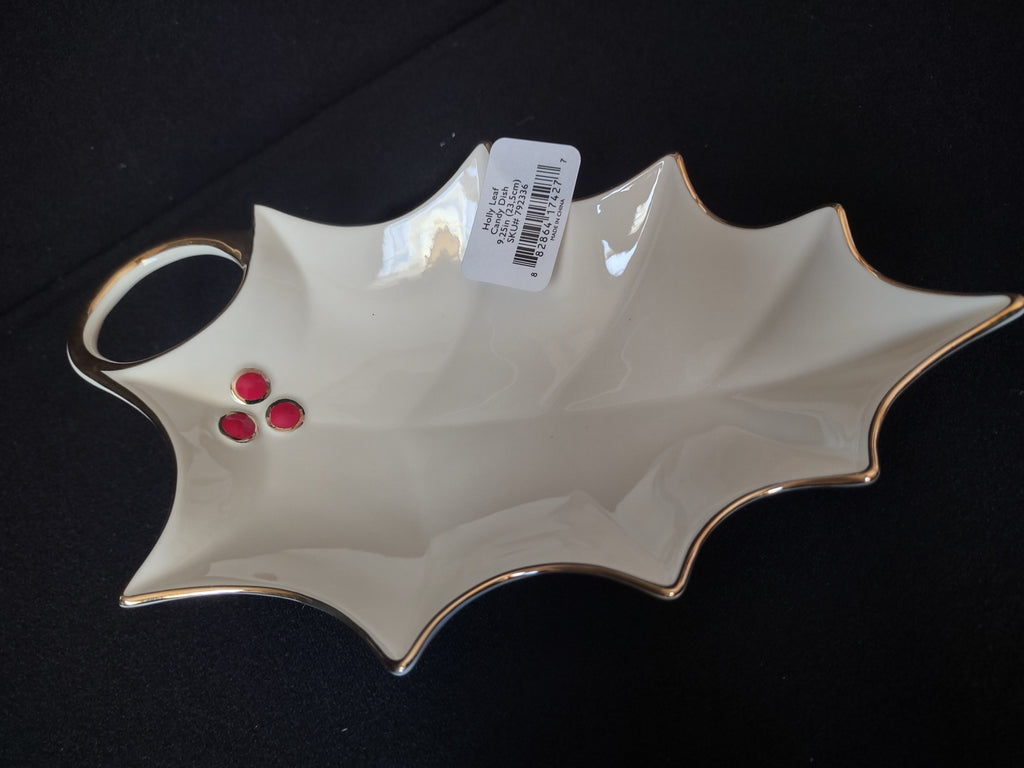 Lenox Christmas Holly Leaf Candy Dish (lot 1668)