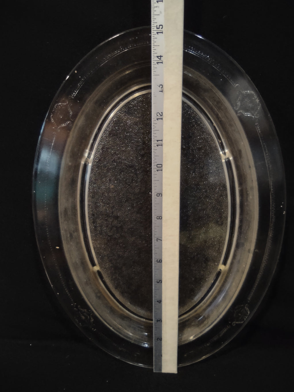 Vintage Glasbake Oval Serving Tray Clear Glass 15"x11" (lot 3244)