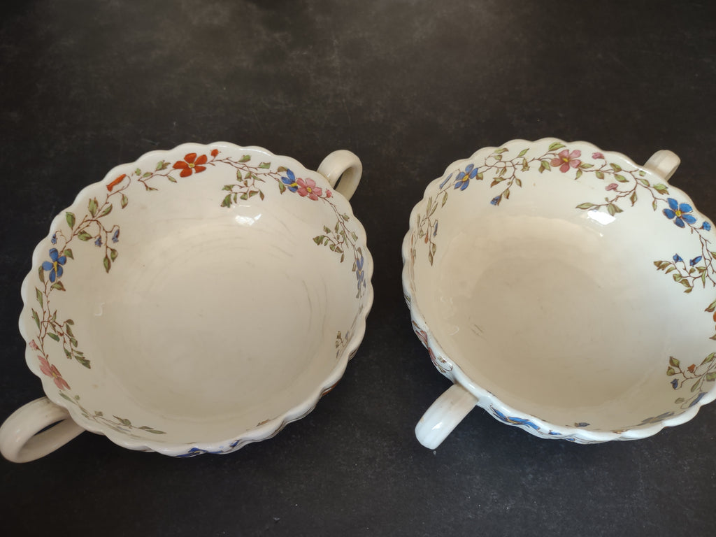 Vintage Spode Cream Soup Cup x 2 Wicker Dale English Countryside (Lot 5771)