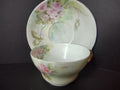 Haviland Limoges Gold Trim Pink Roses Teacup and Saucer IMPERFECT (lot 703)