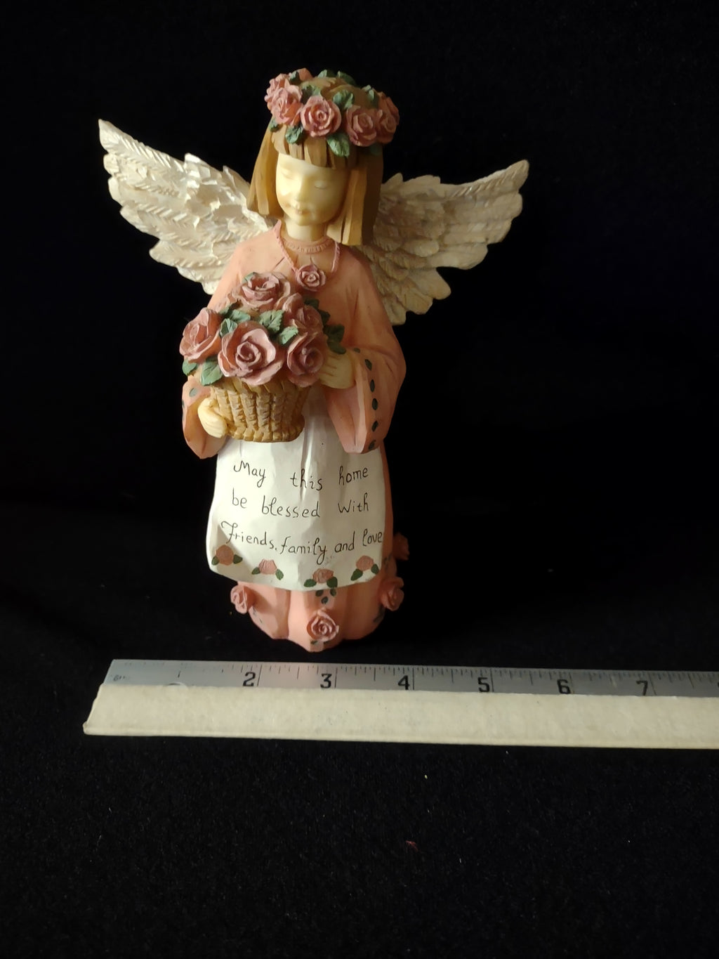 Vintage Crazy Mountain 7" Pink Angel with Roses Blessing Apron (Lot 4777)
