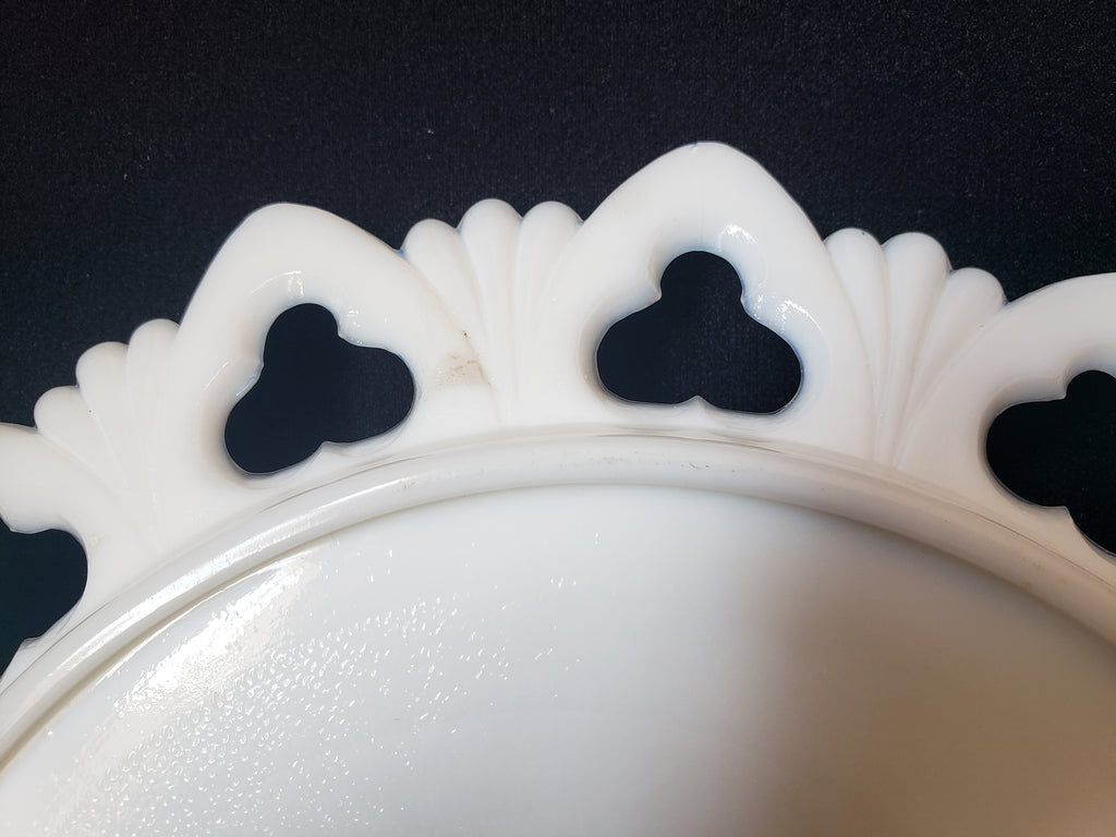 Vintage Kemple Pink Flower Motif Milk Glass Wall Plate (lot 2191)