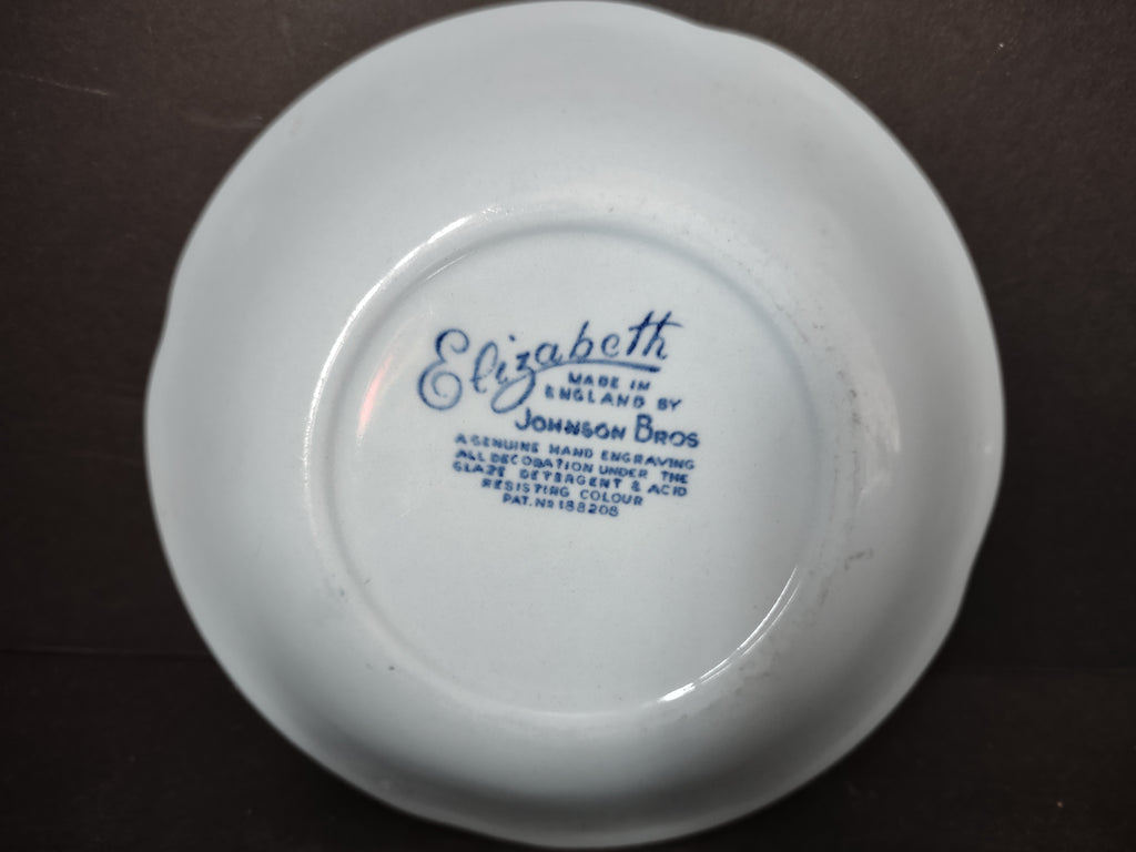Vintage Ironstone Elizabeth Blue Johnson Bros Small Serving Bowl x 2 (lot 5554)