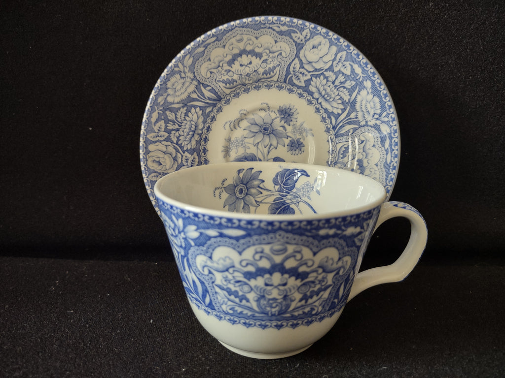 Spode Blue & White Room Teacup Floral Vintage English Transferware (lot 5846)