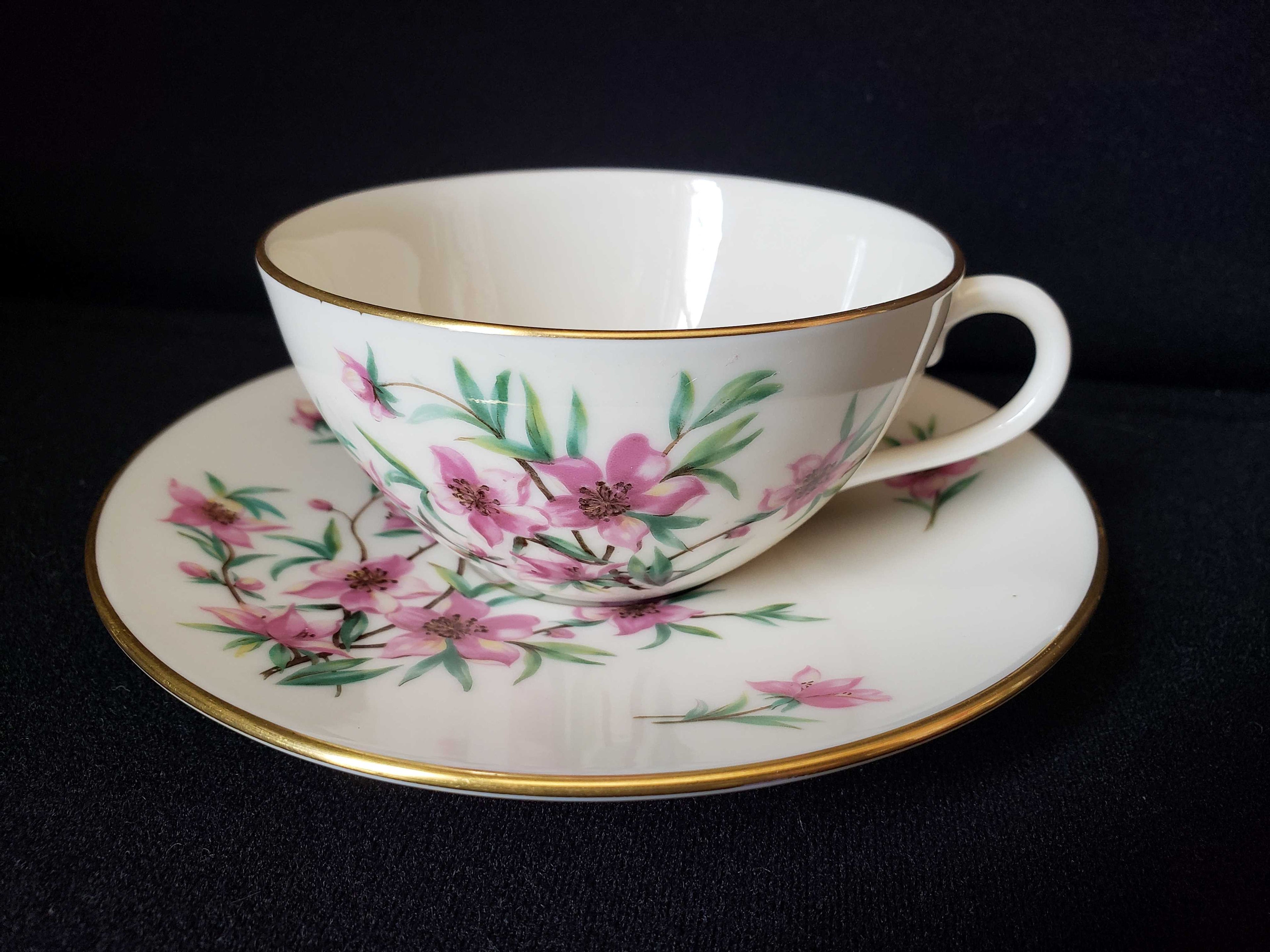 Vintage Lenox Peach Tree Tea Cup with Saucer (lot 1942)