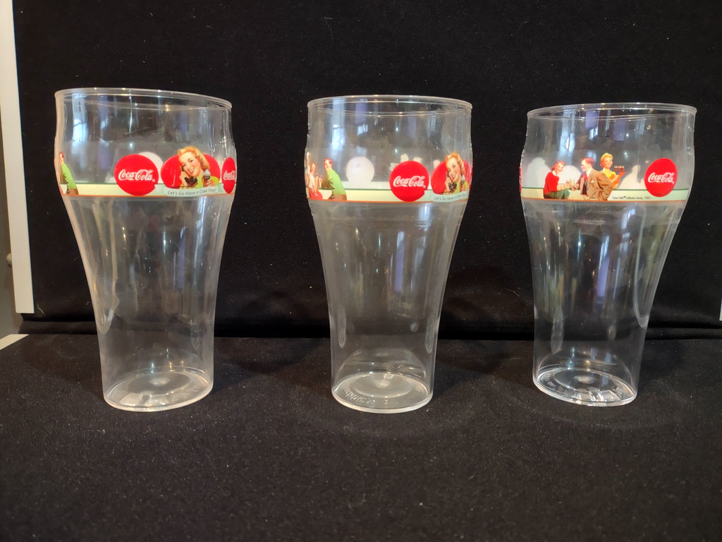 Vintage Coca-Cola Plastic Drinking Glass x 3 (lot 5414)
