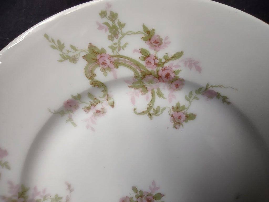 Haviland Limoges Dessert Plate Pink Rose Green Ribbon (lot 889)
