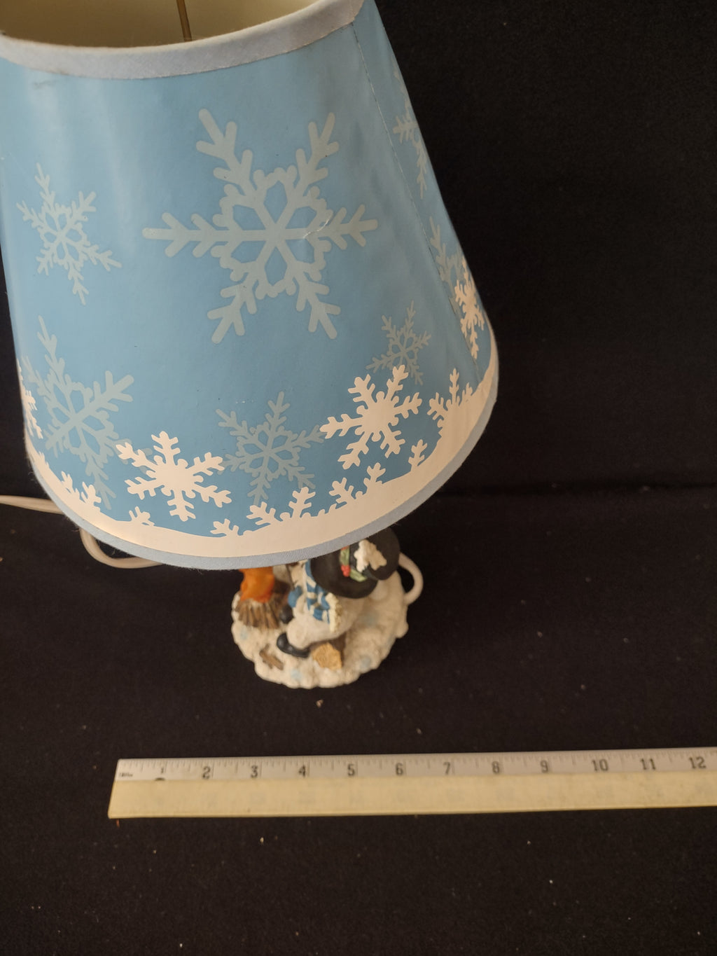 Vintage Christmas Winter Snowman Marshmallows Lamp Snowflake Shade (Lot 3735)