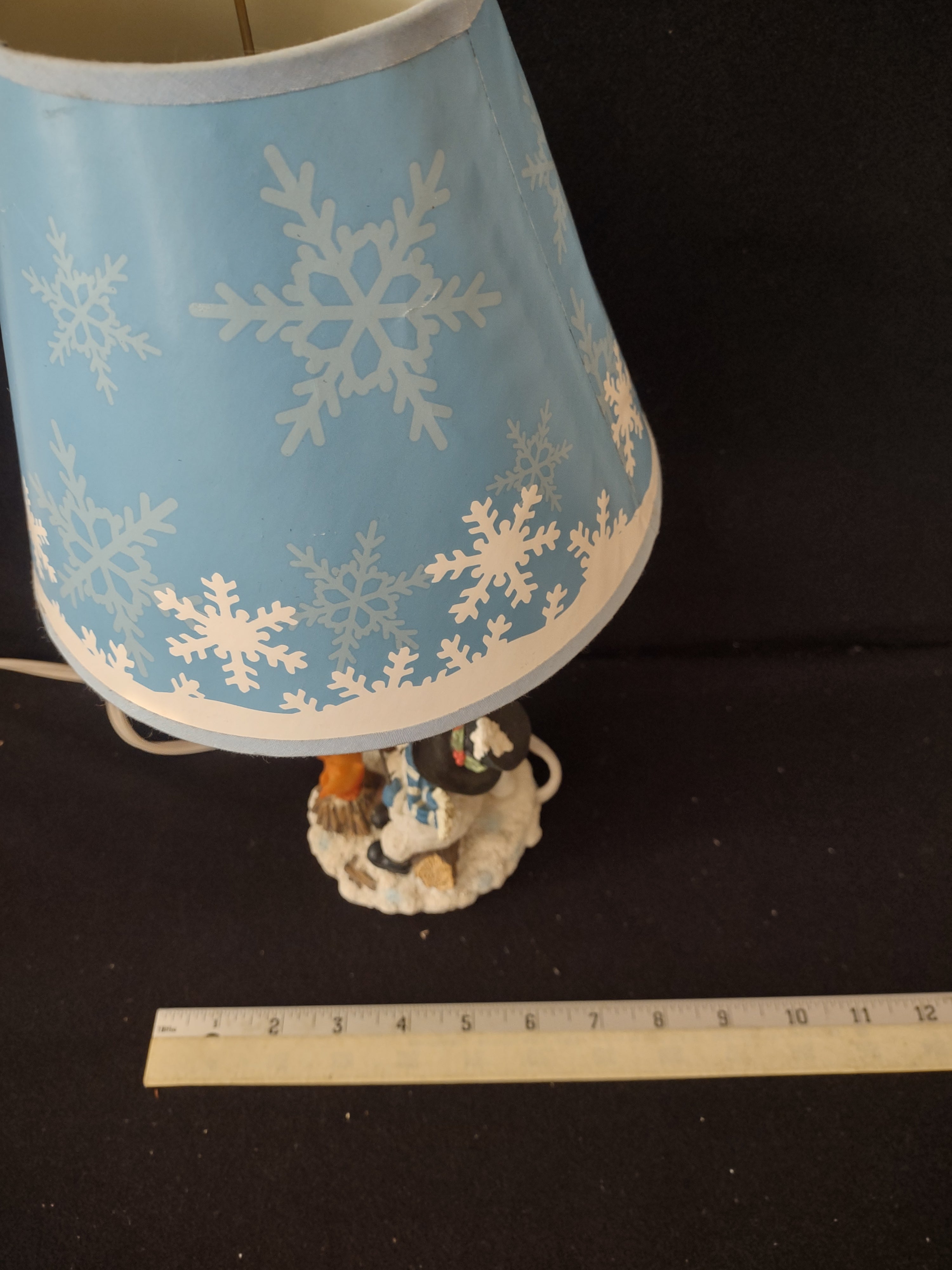 Vintage Christmas Winter Snowman Marshmallows Lamp Snowflake Shade (Lot 3735)