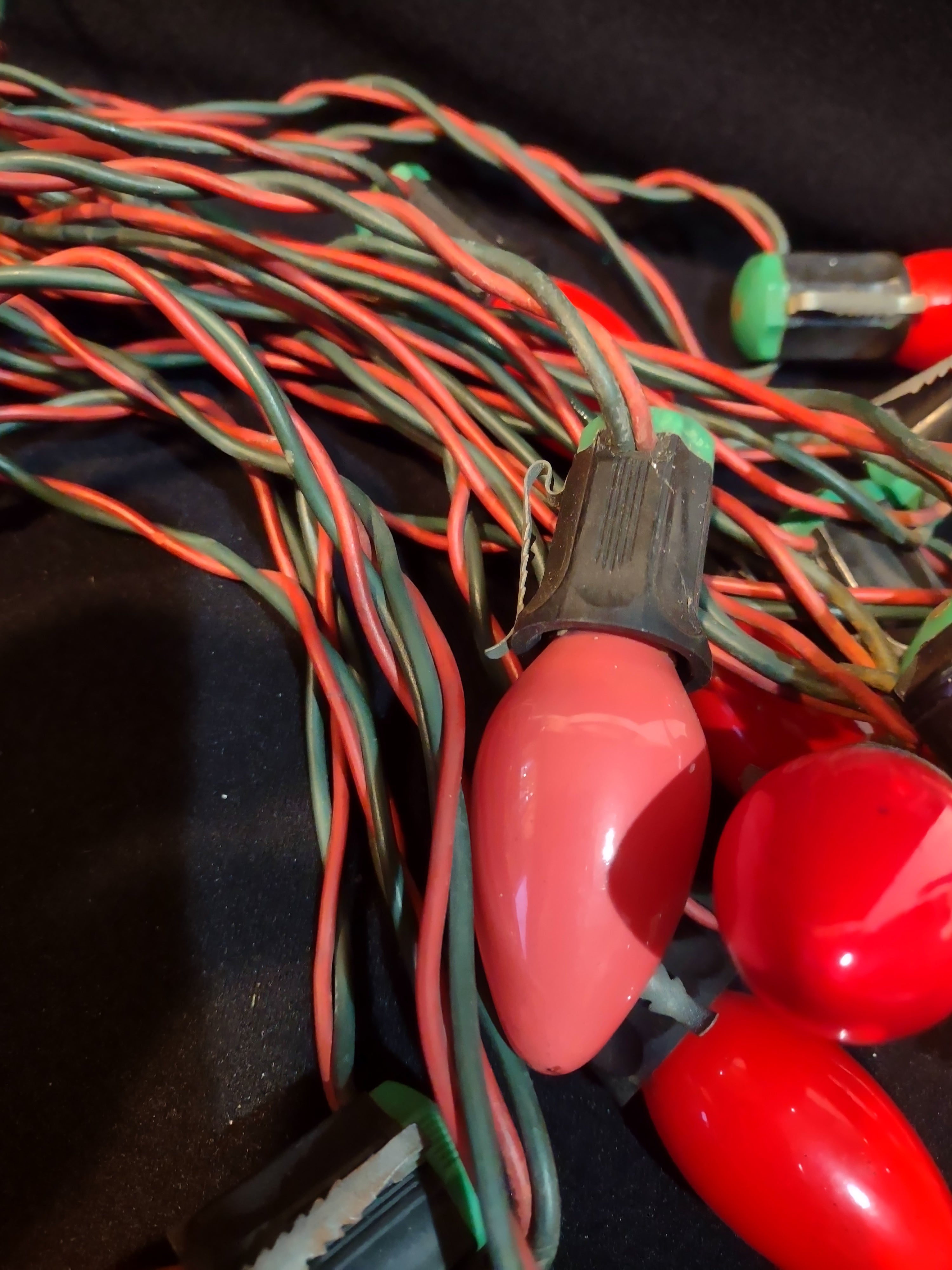 Christmas String Lights 1950's Vintage 25 Socket C9 Bulbs Works GEM (lot 3282)