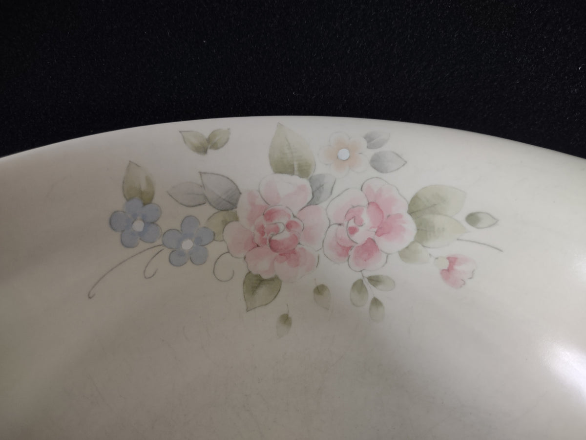 Vintage Pfaltzgraff Tea Rose Serving Bowl Pink & Blue Floral Cream [6399]