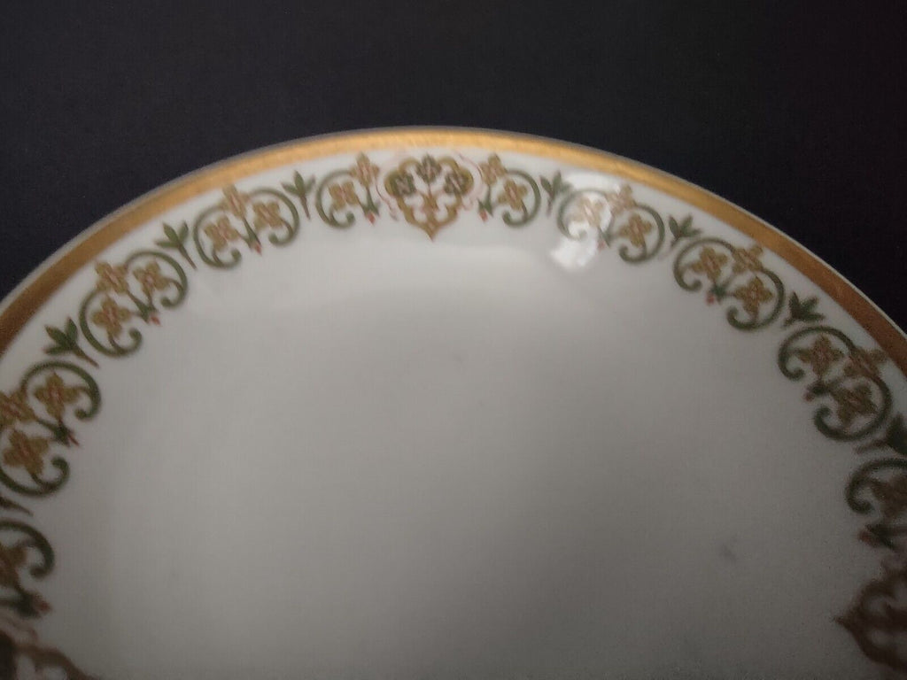 Haviland Limoges 6 x Coupe 5" Plate Four Leaf Flower Green Red (lot 528)