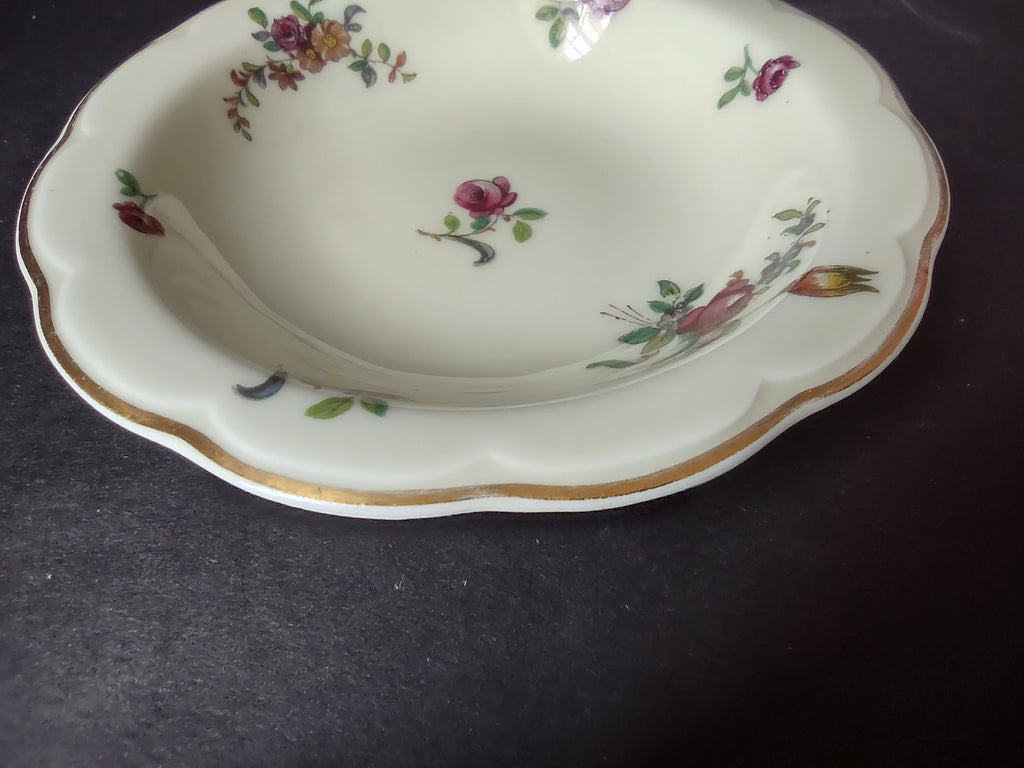 Haviland Limoges 6 x Small 5" Cranberry Bowl Peony Flower Cream Color (lot 924)
