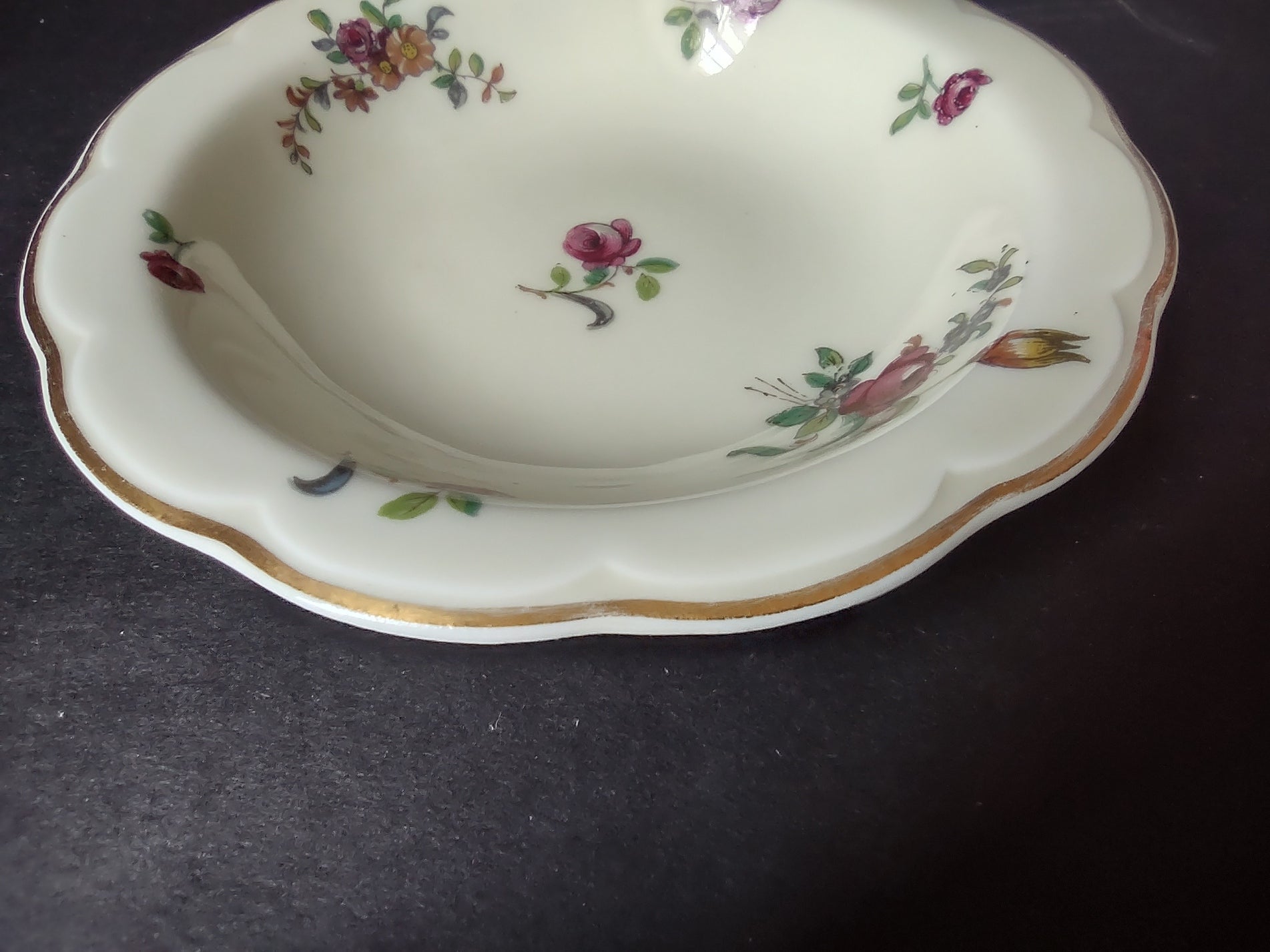Haviland Limoges 6 x Small 5" Cranberry Bowl Peony Flower Cream Color (lot 924)