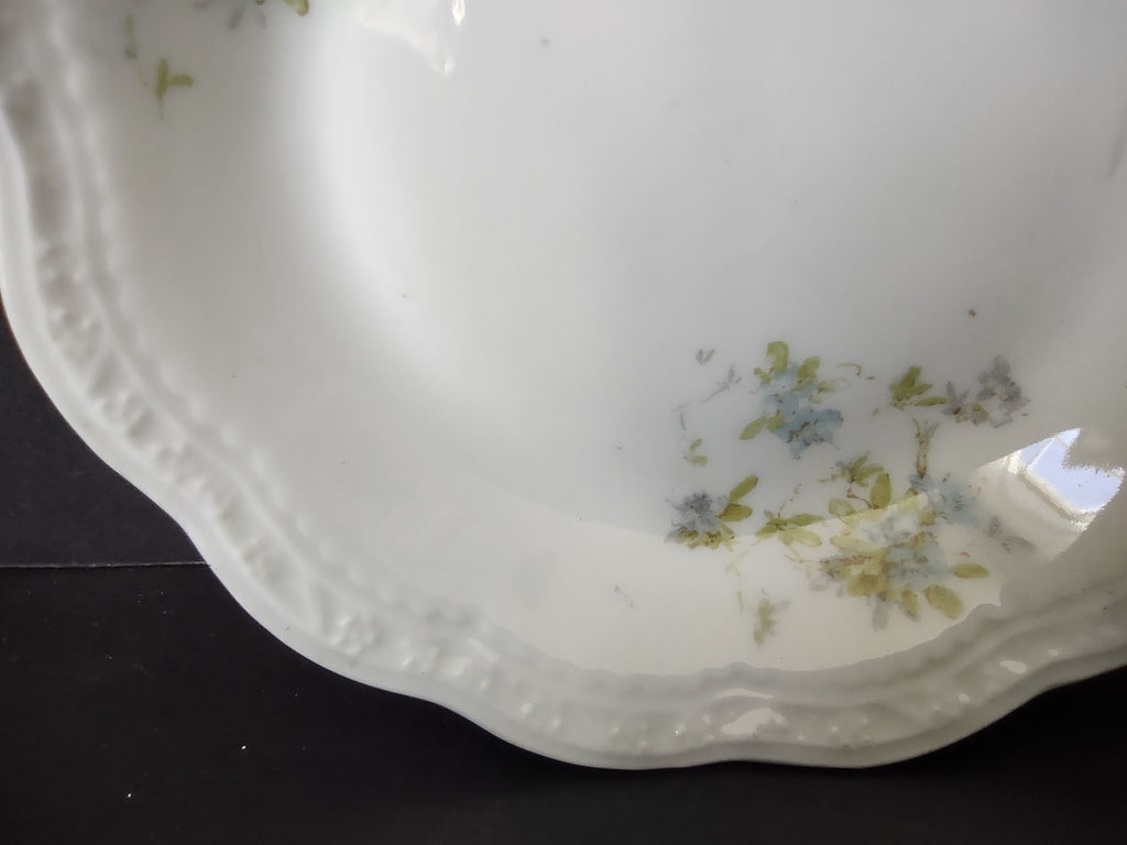 A L Limoges French Cottage Shabby Chic Blue Flower Cranberry Bowl 5"(lot 1097)