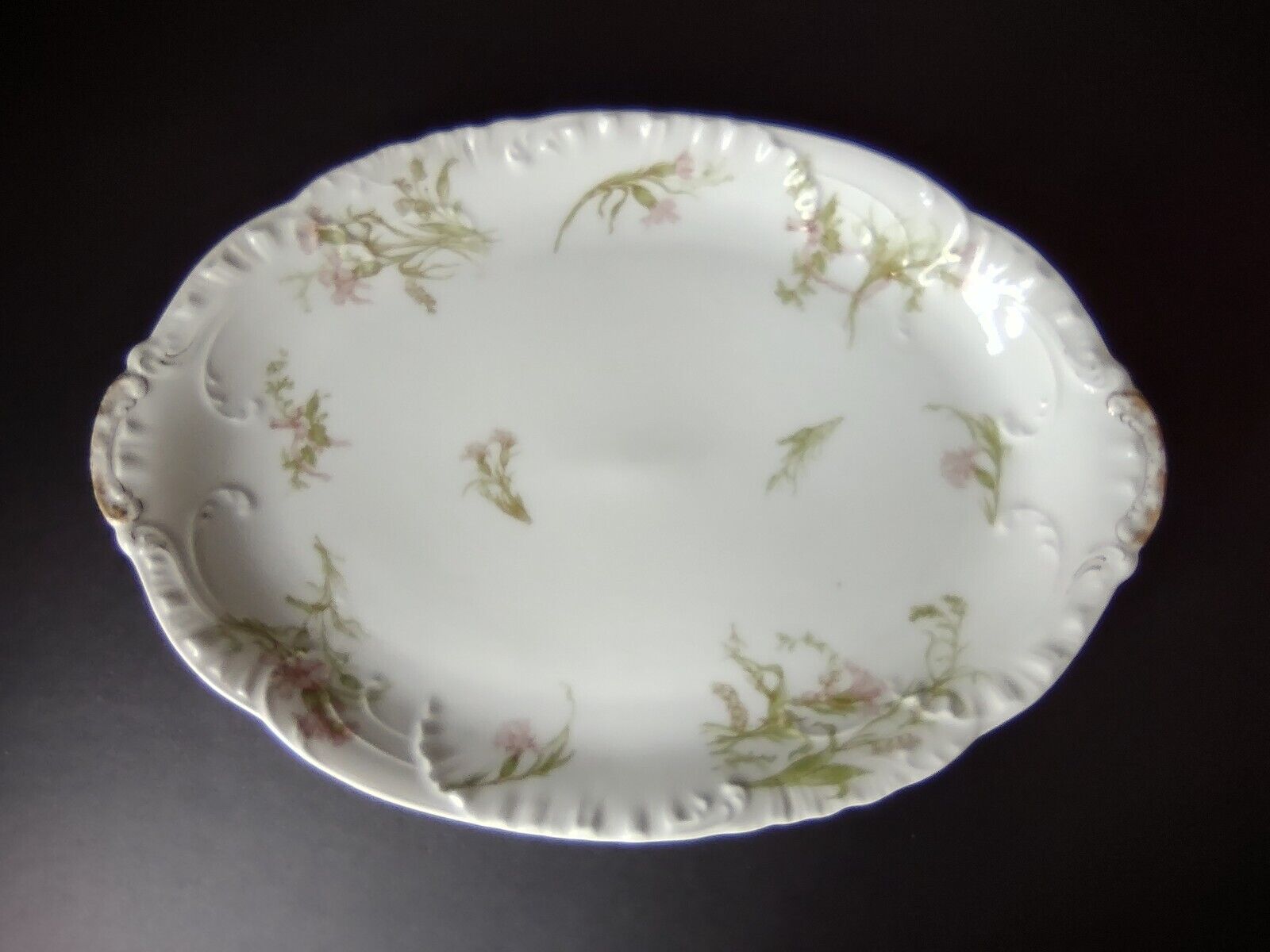 Haviland Limoges Gold Handle Carnation Serving Platter 15-1/2" (lot 340)