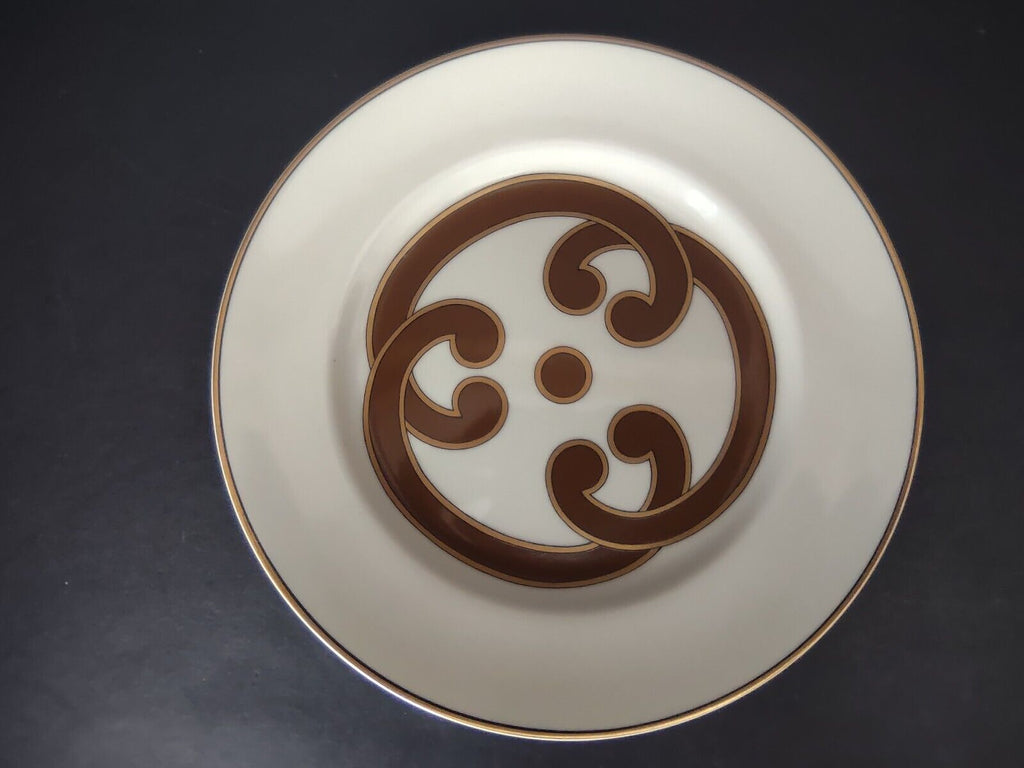 VIntage Rare Fitz and Floyd 3 x Charade Dessert Plate Brown Cream Gold (lot 535)