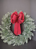 Vintage Christmas Iced Glitter Sparkly Front Door Wreath Red Bow 20" (lot 1176)