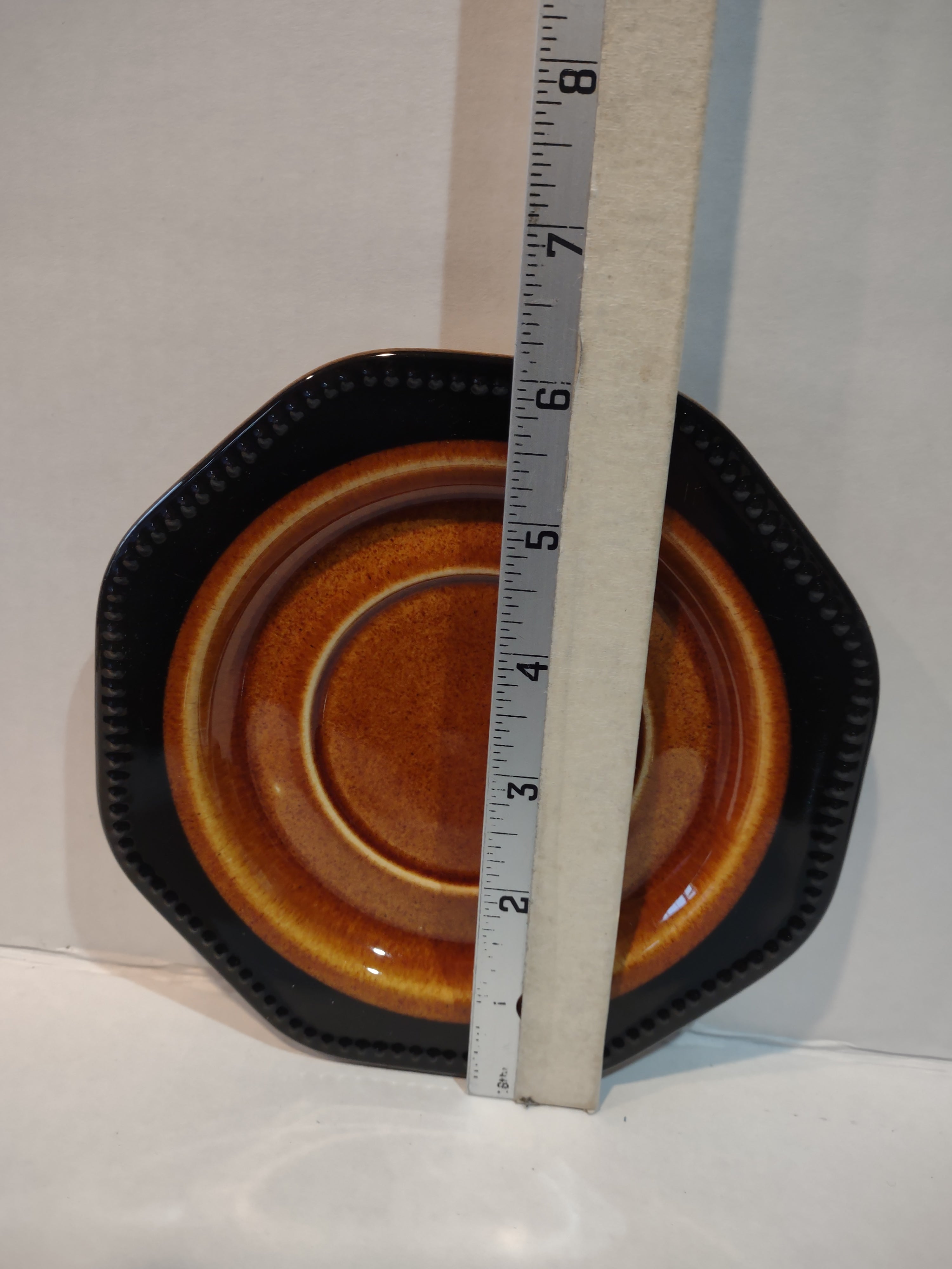 Vintage MCM Ironstone Amber Octagon Teacup/Mug x 4 Oven Proof USA (lot 5008)
