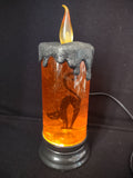 Halloween Electric Candle Lamp Orange Black Cat Light Up (lot 2529j)