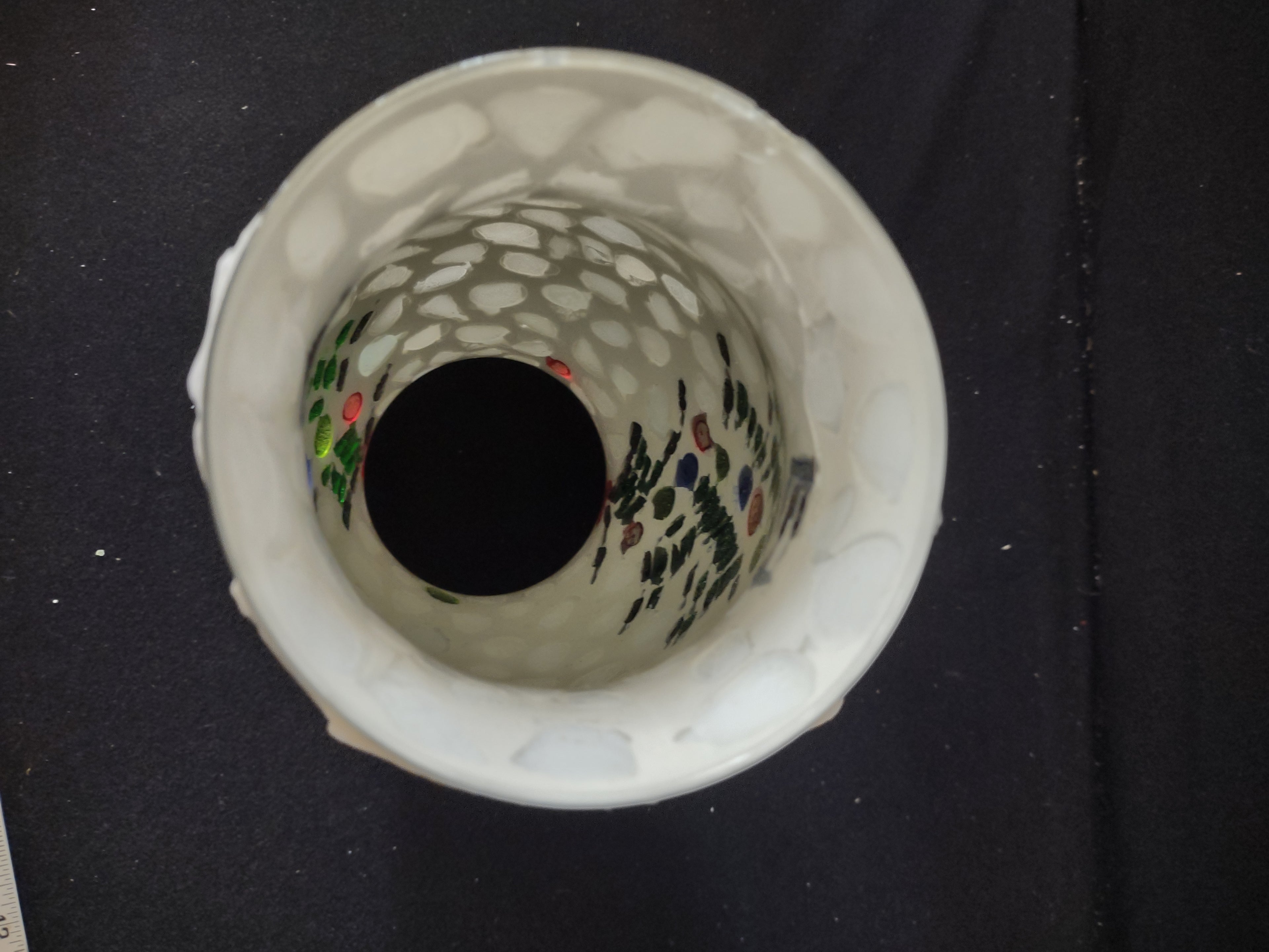 Vintage Mosaic Christmas Tree Hurricane Candle Holder (Lot 3729)