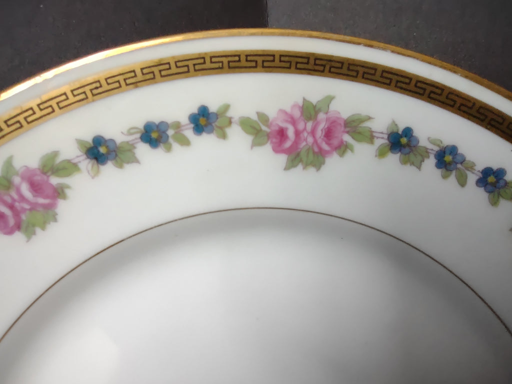 France Limoges for L. Bernardaud Double Gold Trim Roses Dessert Plate (lot 972)