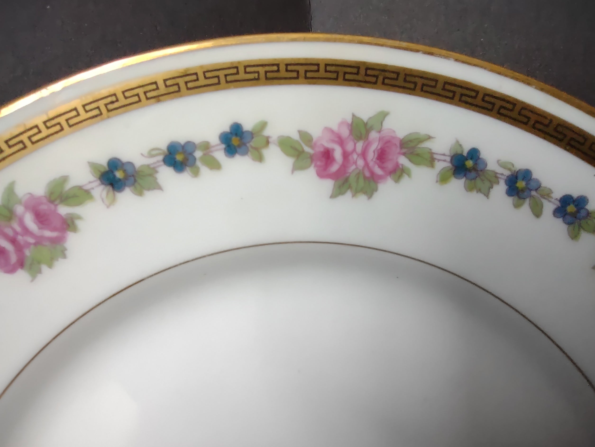 France Limoges for L. Bernardaud Double Gold Trim Roses Dessert Plate (lot 972)