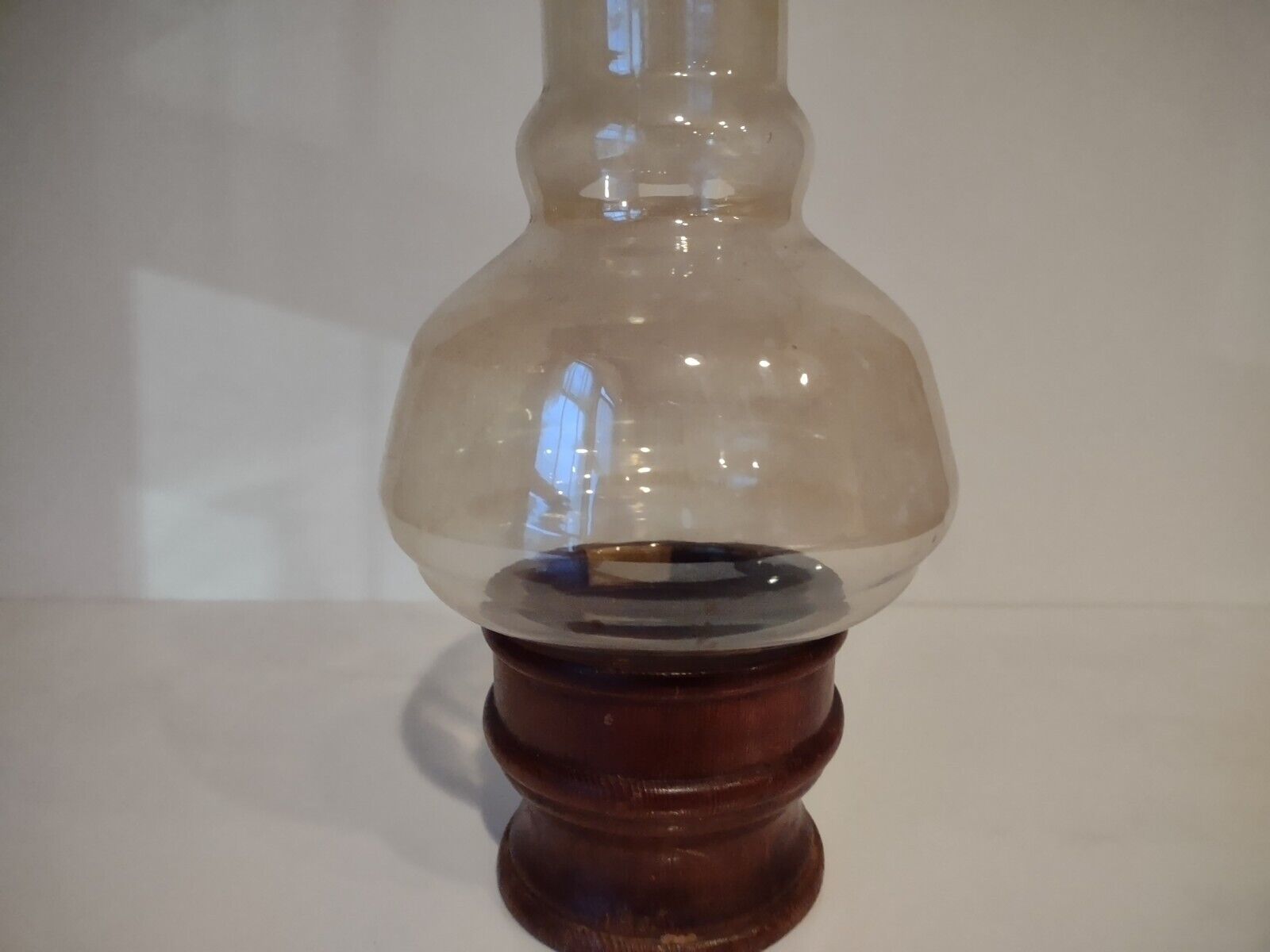 Vintage Hurricane Hollowick Liquid Candle Lamp Windsor Base Clear Hooded Globe