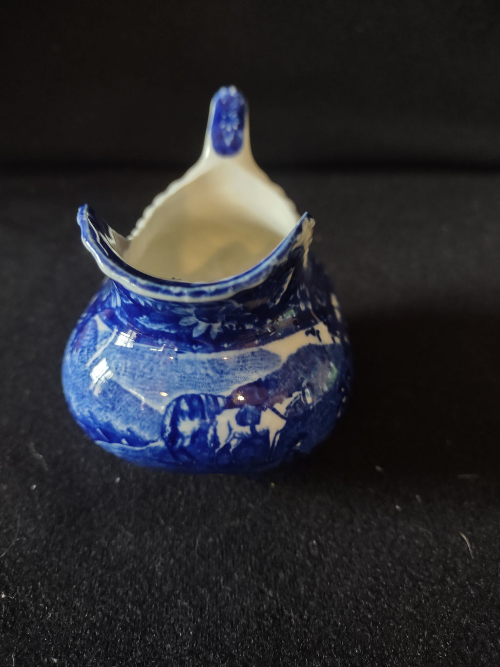 Vintage Yorkville Flow Blue Gravy Boat Creamer CHIP ON RIM (Lot 5568)