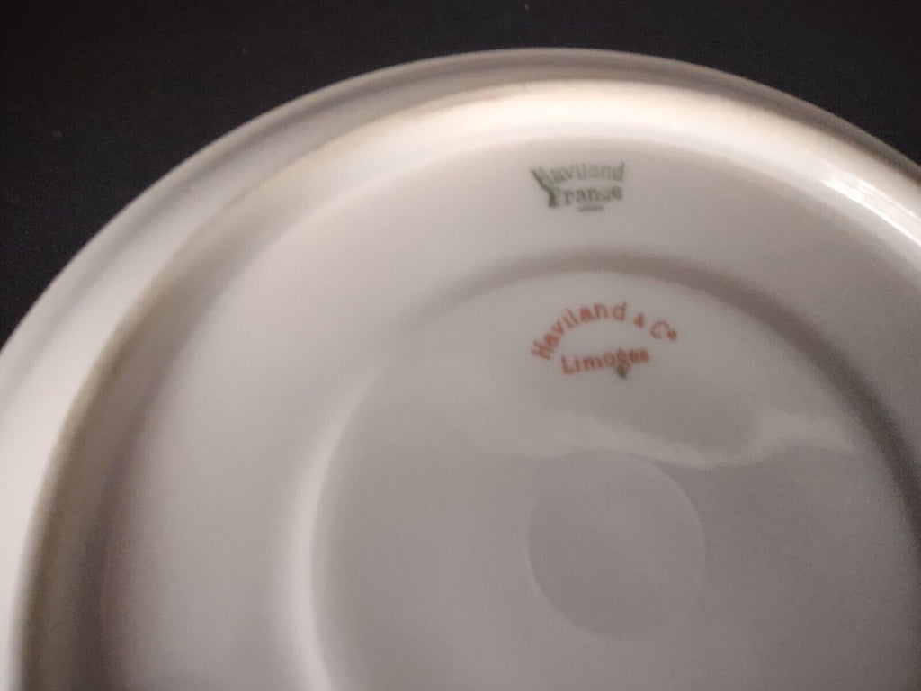 Haviland Limoges 7 x Saucer 5-1/2" Four Leaf Flower Green Red (lot 529)