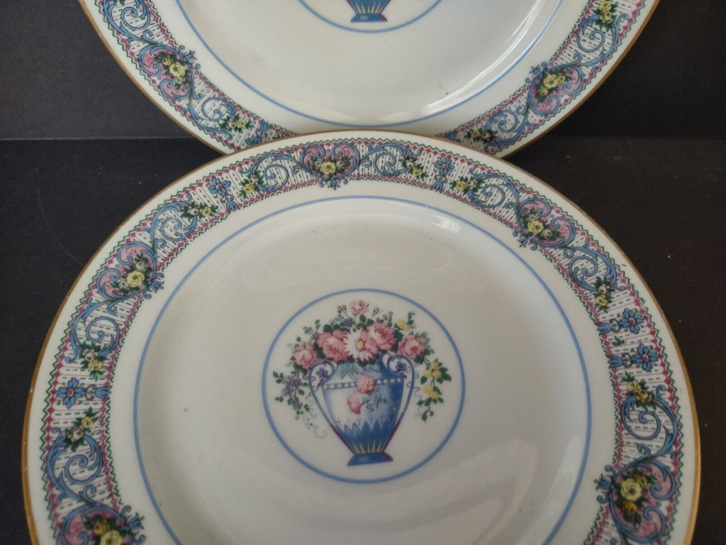 Set of 4 Limoges France Dessert Salad Blue Floral Plate 7-3/4" (lot 439)