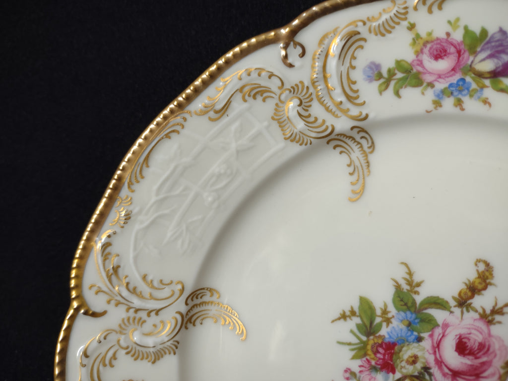 Rosenthal Set of 2 Dessert Plate Scrolled Edge Gold Trim (lot 1767)