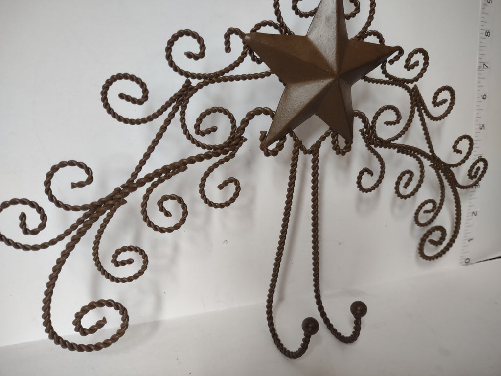 Metal Over the Door Star Key Hanger Brown (lot 2896c)