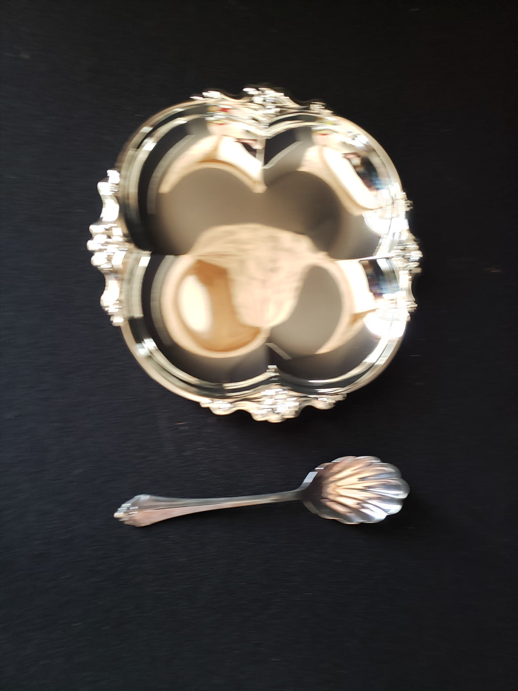 Vintage Oneida Silverplated 2 piece Party Dessert Set Tray Spoon (lot 2169)