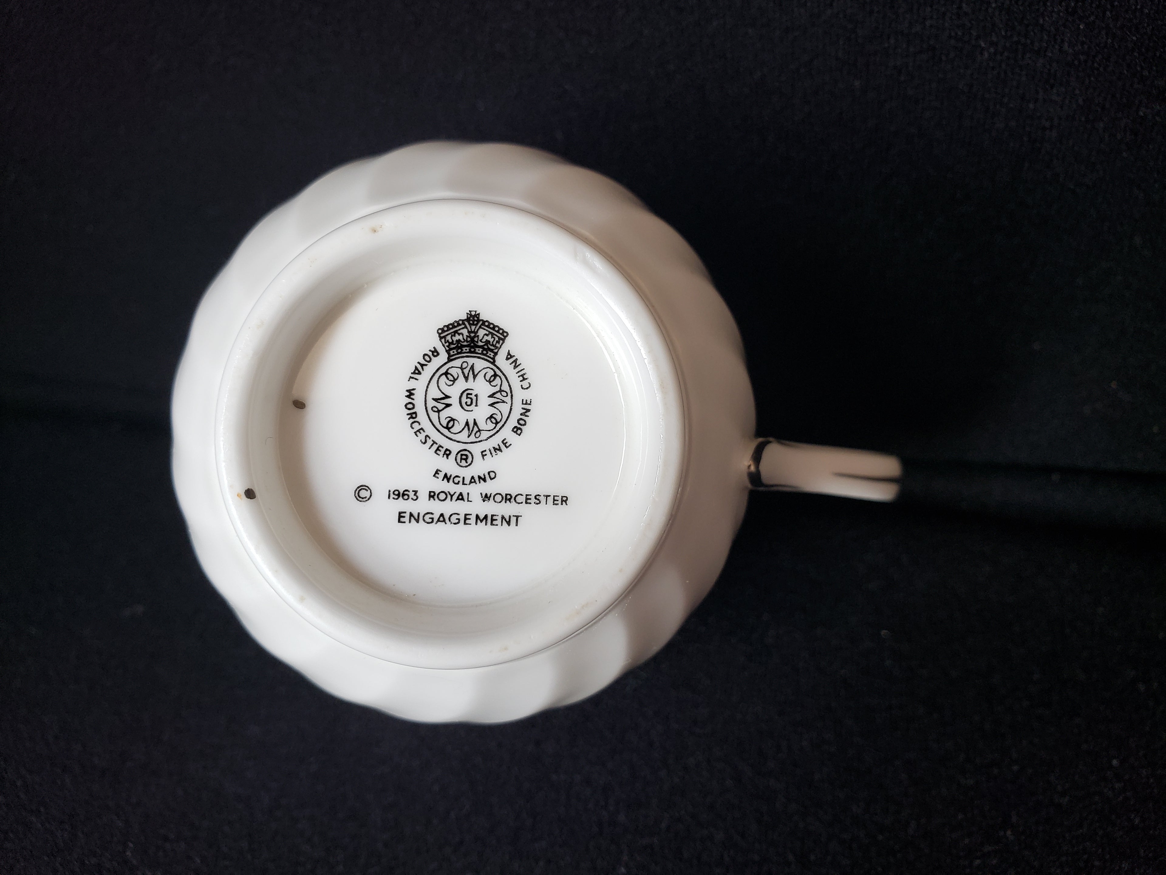 Vintage Royal Worcester Engagement Tea Cup ONLY (lot 2056)