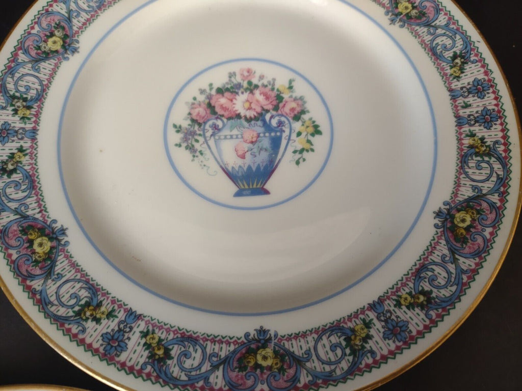 Set of 4 Limoges France Dessert Salad Blue Floral Plate 7-3/4" (lot 439)
